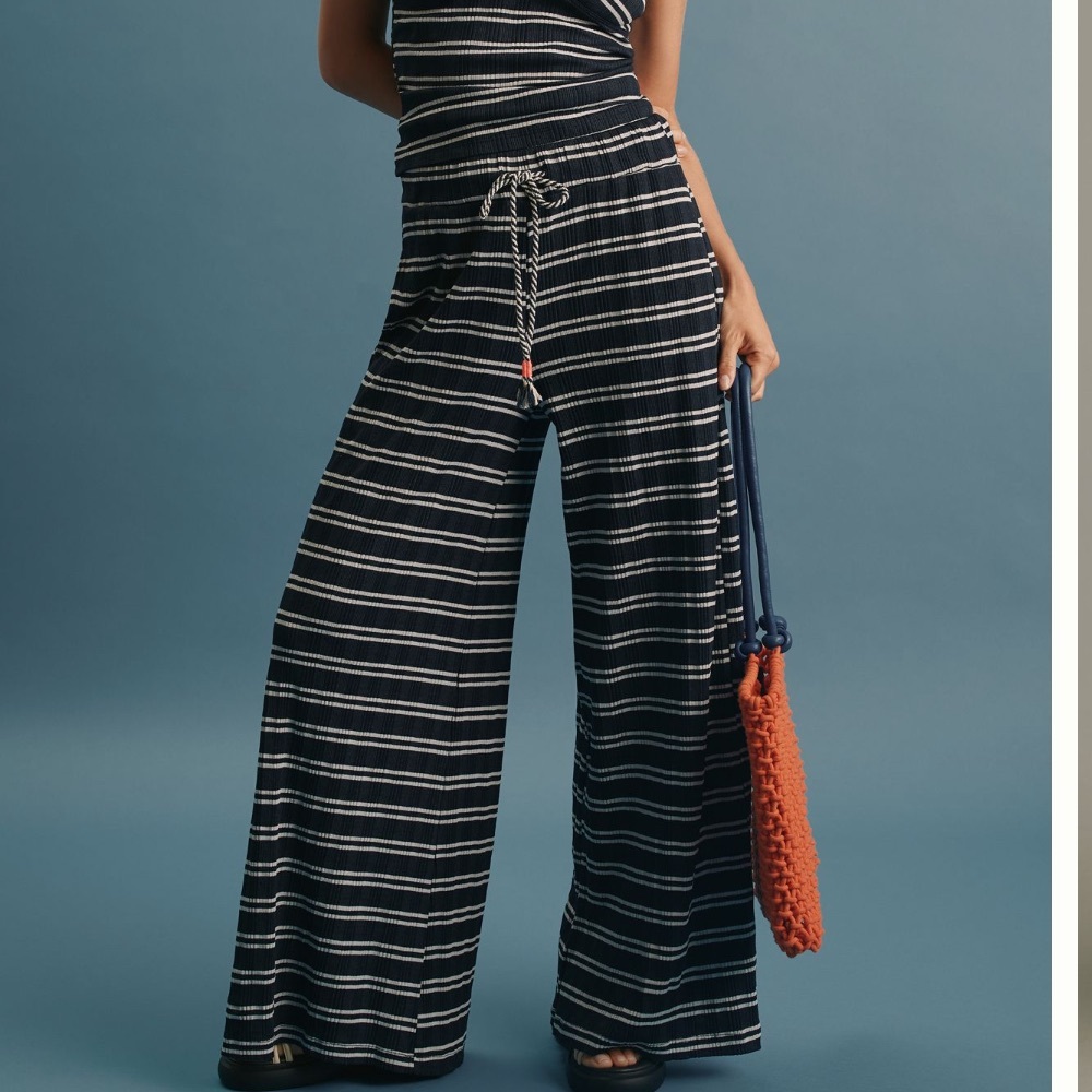 Sundry Ribbed Striped Wide Leg Pants - Picture 2 of 4